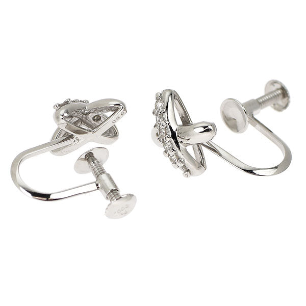 Pt900 ダイヤモンド イヤリング 0.12ct クロス