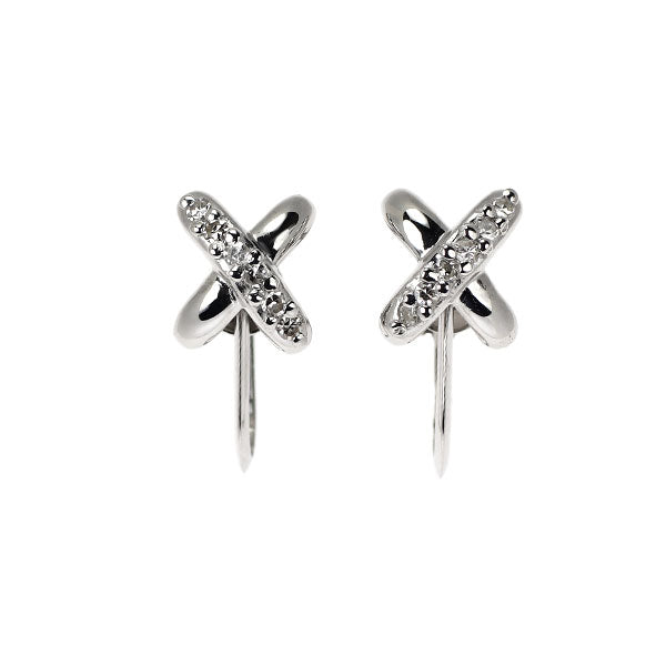 Pt900 ダイヤモンド イヤリング 0.12ct クロス