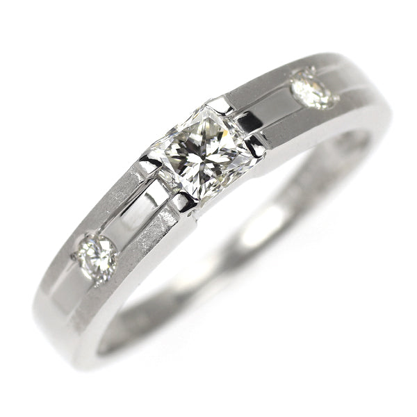 Pt900 プリンセスカット ダイヤモンド リング 0.432ct D0.08ct