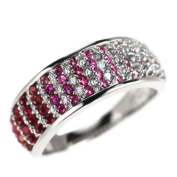 Pt900 ルビー ピンクサファイア ダイヤモンド リング 0.38ct PS0.37ct D0.47ct