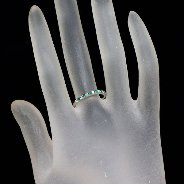 Pt900 エメラルド ダイヤモンド リング 0.10ct D0.14ct ハーフエタニティ