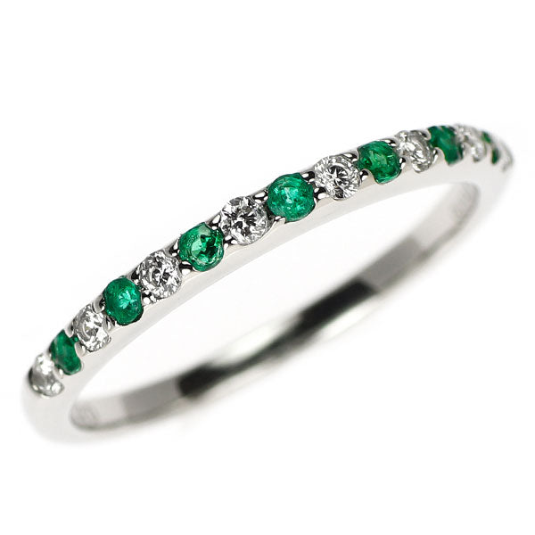Pt900 エメラルド ダイヤモンド リング 0.10ct D0.14ct ハーフエタニティ