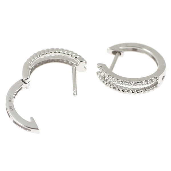 K10WG ダイヤモンド ピアス 0.10ct フープ