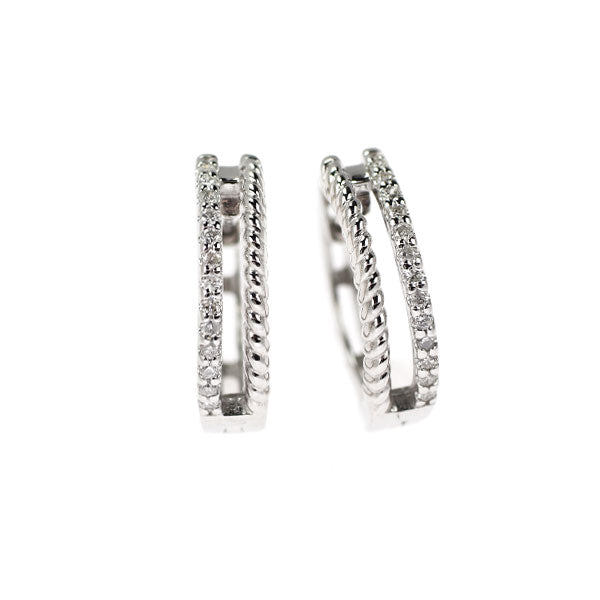 K10WG ダイヤモンド ピアス 0.10ct フープ