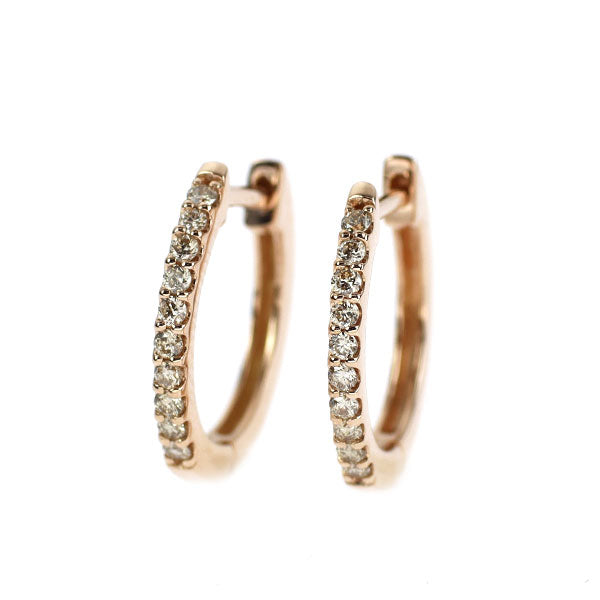 K10PG ダイヤモンド ピアス 0.14ct フープ