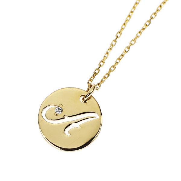 オレフィーチェ K18YG ダイヤモンド ペンダントネックレス 0.003ct イニシャルコイン「A」