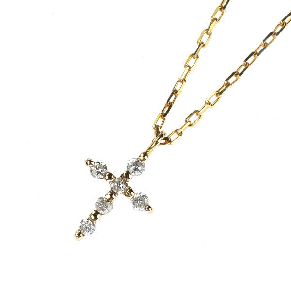 アガット/agete K18YG ダイヤモンド ペンダントネックレス 0.03ct クロス