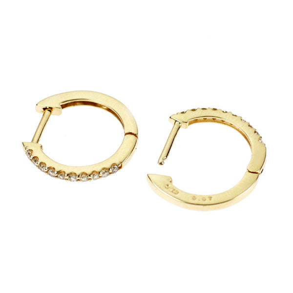 K10YG ダイヤモンド フープ ピアス 0.14ct