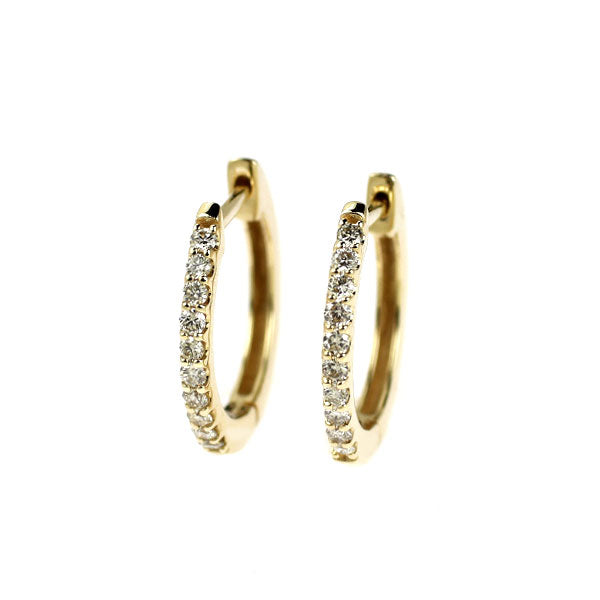 K10YG ダイヤモンド フープ ピアス 0.14ct
