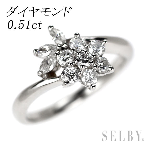 Pt900 ダイヤモンド リング 0.51ct フラワー