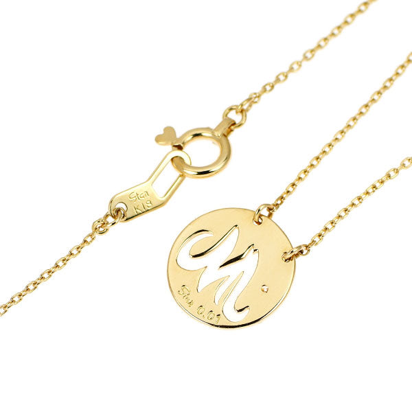 スタージュエリー K18YG ダイヤモンド ペンダントネックレス 0.01ct イニシャル「M」