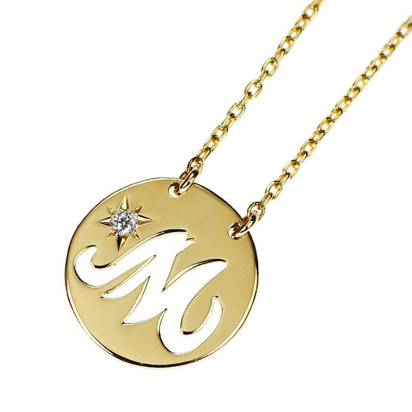 スタージュエリー K18YG ダイヤモンド ペンダントネックレス 0.01ct イニシャル「M」