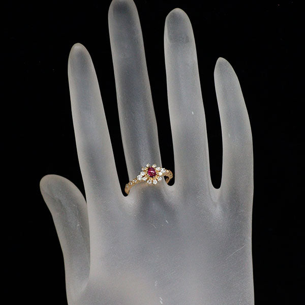 インプレッセ K18YG ルビー ダイヤモンド リング 0.26ct D0.31ct