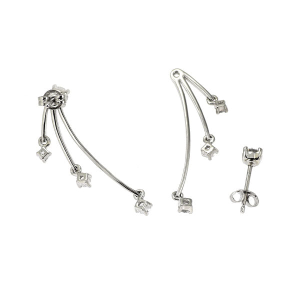 Pt950/ Pt900 ダイヤモンド ピアス 0.76ct チャーム付き 2way