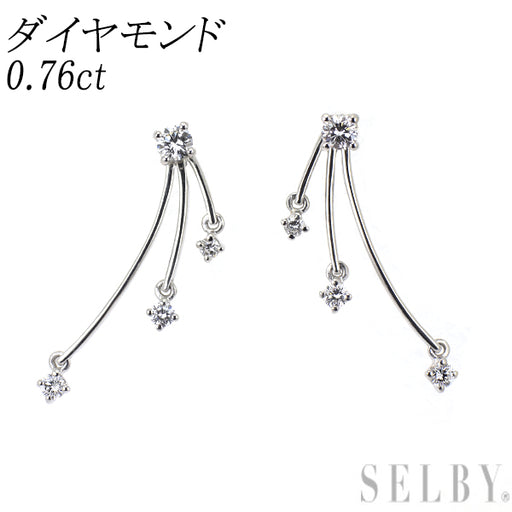 PT950 ダイヤモンドピアス Pt950/ Pt900 ダイヤモンド ピアス 0.76ct チャーム付き 2way