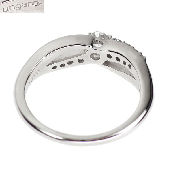 ウンガロ Pt950 オクタゴンカット ダイヤモンド リング 0.36ct D0.17ct