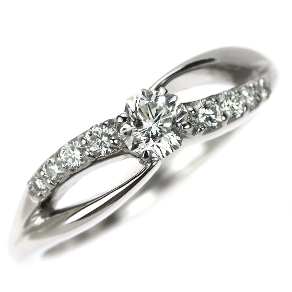ウンガロ Pt950 オクタゴンカット ダイヤモンド リング 0.36ct D0.17ct