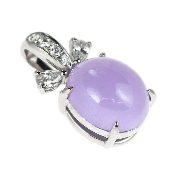 田崎真珠 K18WG ラベンダー 翡翠/ヒスイ ダイヤモンド ペンダントトップ 7.98ct D0.30ct