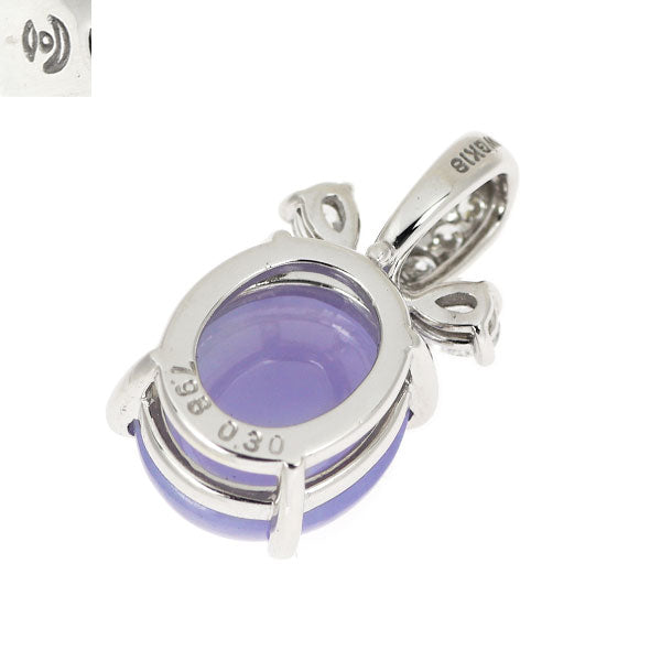 田崎真珠 K18WG ラベンダー 翡翠/ヒスイ ダイヤモンド ペンダントトップ 7.98ct D0.30ct