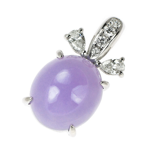 田崎真珠 K18WG ラベンダー 翡翠/ヒスイ ダイヤモンド ペンダントトップ 7.98ct D0.30ct