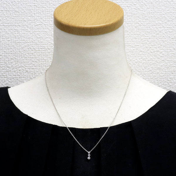 ミキモト K18WG ダイヤモンド ペンダントネックレス 0.18ct スリーストーン