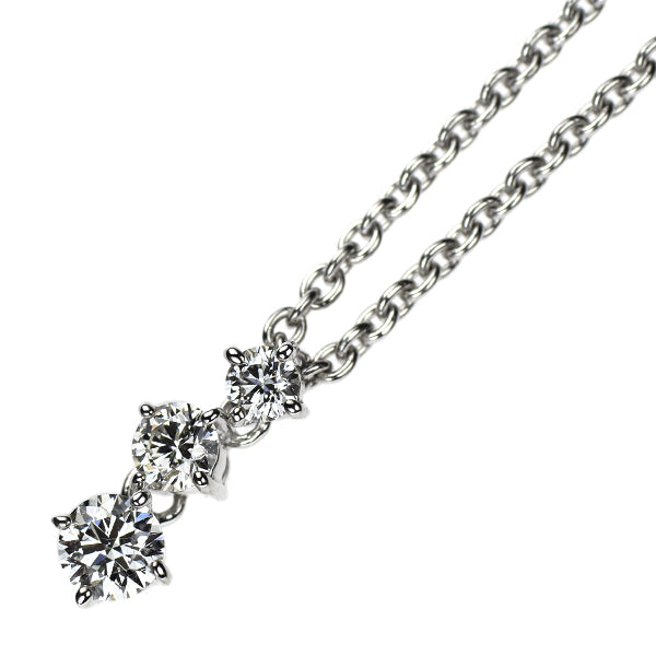 ミキモト K18WG ダイヤモンド ペンダントネックレス 0.18ct スリーストーン
