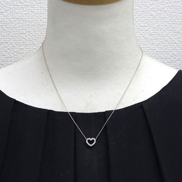 田崎真珠 K18WG ダイヤモンド ペンダントネックレス 0.18ct ハート
