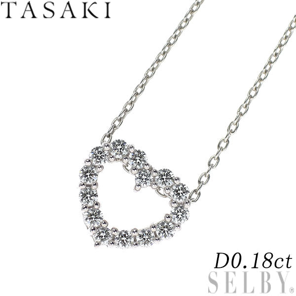 田崎真珠 K18WG ダイヤモンド ペンダントネックレス 0.18ct ハート