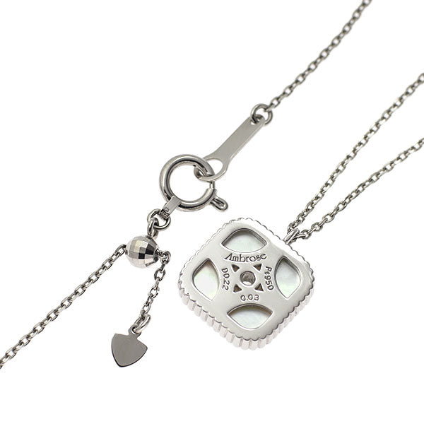 アンブローズ Pt950/ Pt850 シェル ダイヤモンド ペンダントネックレス D0.25ct