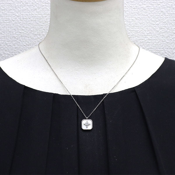 アンブローズ Pt950/ Pt850 シェル ダイヤモンド ペンダントネックレス D0.25ct