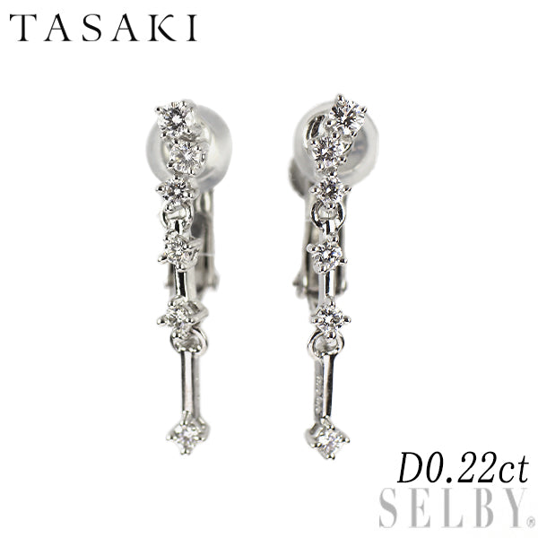 田崎真珠 K18WG ダイヤモンド イヤリング 0.22ct