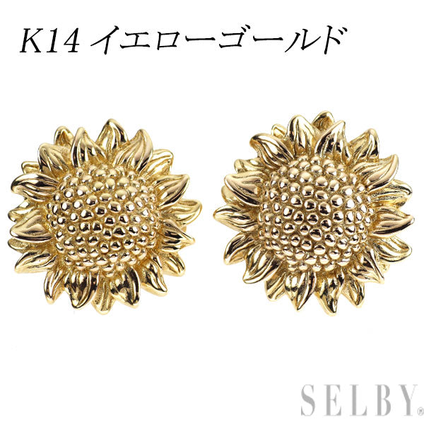 K14YG ピアス フラワー ひまわり