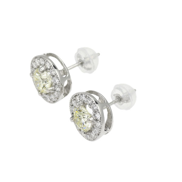 新品 Pt950/ Pt900 ダイヤモンド スタッド ピアス 1.068ct VLY SI1 VG/G D0.46ct 鍛造ミルグレイン【エスコレ】