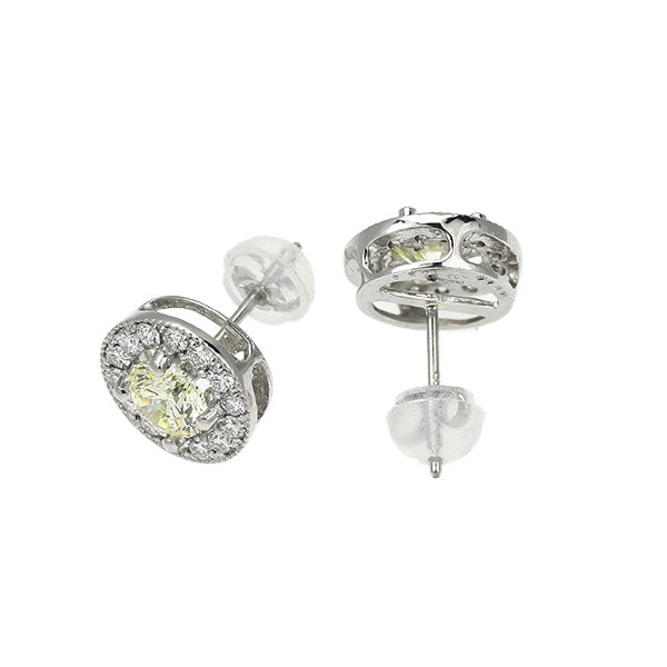 新品 Pt950/ Pt900 ダイヤモンド スタッド ピアス 1.068ct VLY SI1 VG/G D0.46ct 鍛造ミルグレイン【エスコレ】