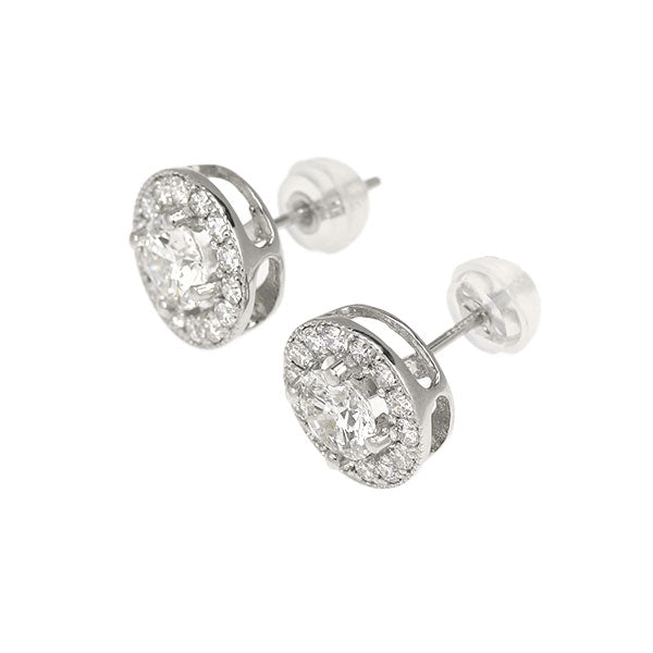 新品 Pt950/ Pt900 ダイヤモンド スタッド ピアス 1.070ct G SI2 EX D0.46ct 鍛造ミルグレイン【エスコレ】