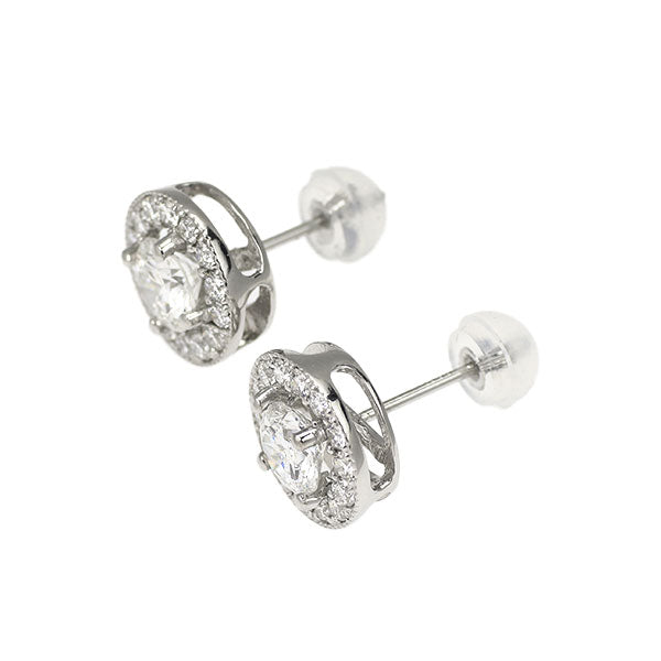 新品 Pt950/ Pt900 ダイヤモンド スタッド ピアス 1.024ct E/G SI2 G D0.46ct 鍛造ミルグレイン【エスコレ】