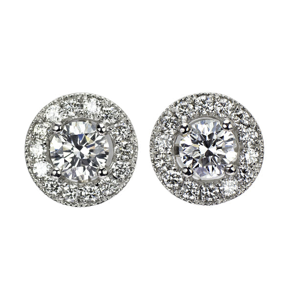 新品 Pt950/ Pt900 ダイヤモンド スタッド ピアス 1.008ct E/F SI1 VG/G D0.46ct 鍛造ミルグレイン【エスコレ】