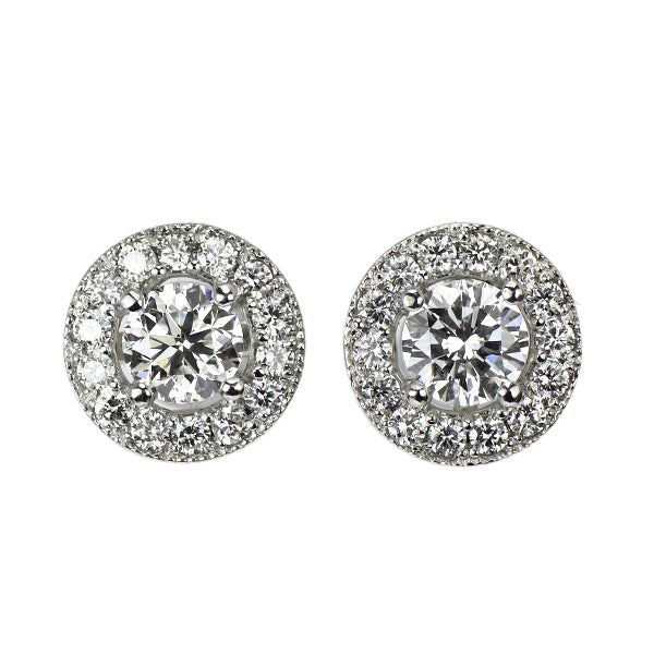 新品 Pt950/ Pt900 ダイヤモンド スタッド  ピアス 1.024ct G SI1 G D0.46ct 鍛造ミルグレイン【エスコレ】