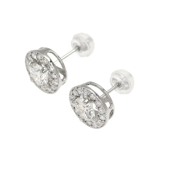 新品 Pt950/ Pt900 ダイヤモンド スタッド ピアス 1.053ct G SI1 VG D0.46ct 鍛造ミルグレイン【エスコレ】