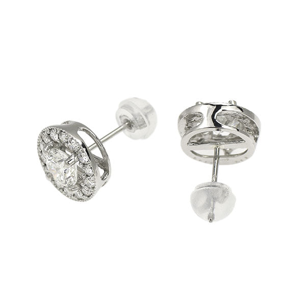 新品 Pt950/ Pt900 ダイヤモンド スタッド ピアス 1.053ct G SI1 VG D0.46ct 鍛造ミルグレイン【エスコレ】