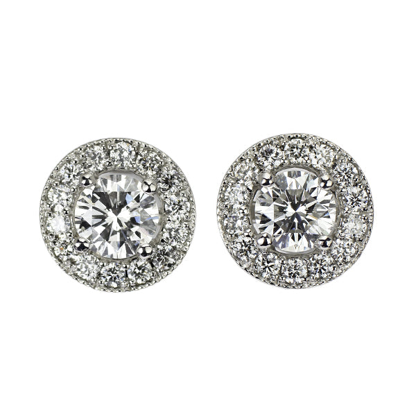 新品 Pt950/ Pt900 ダイヤモンド スタッド ピアス 1.053ct G SI1 VG D0.46ct 鍛造ミルグレイン【エスコレ】