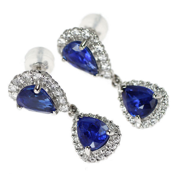 Pt950/ Pt900 サファイア ダイヤモンド ピアス 5.08ct D1.06ct