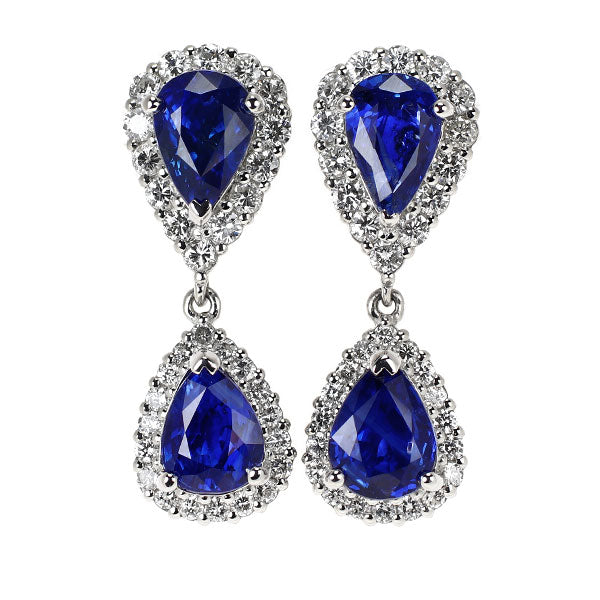 Pt950/ Pt900 サファイア ダイヤモンド ピアス 5.08ct D1.06ct