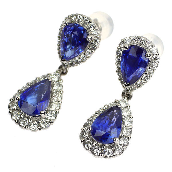 Pt950/ Pt900 サファイア ダイヤモンド ピアス 4.36ct D1.08ct