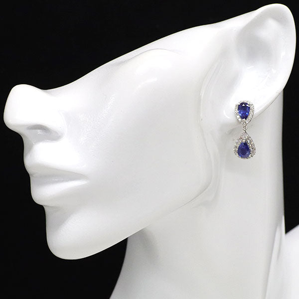 Pt950/ Pt900 サファイア ダイヤモンド ピアス 4.36ct D1.08ct