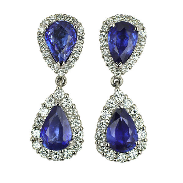 Pt950/ Pt900 サファイア ダイヤモンド ピアス 4.36ct D1.08ct