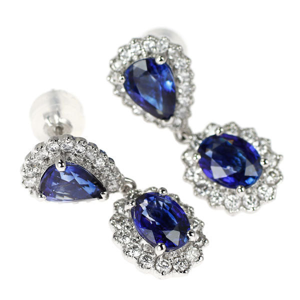Pt950/ Pt900 サファイア ダイヤモンド ピアス 3.40ct D0.79ct