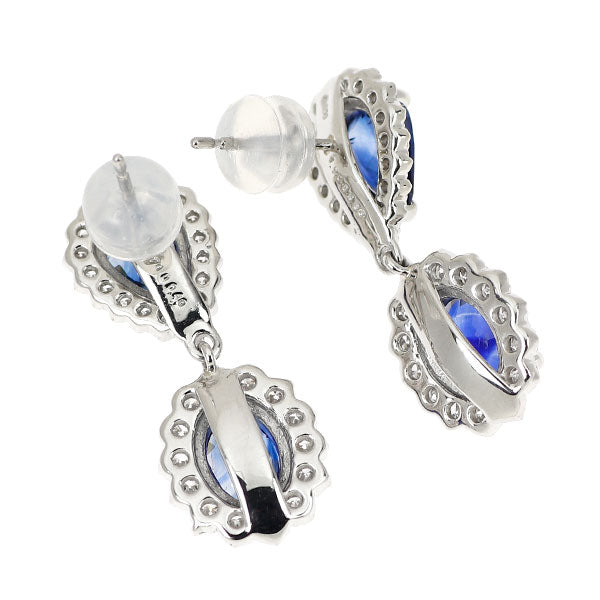 Pt950/ Pt900 サファイア ダイヤモンド ピアス 3.40ct D0.79ct