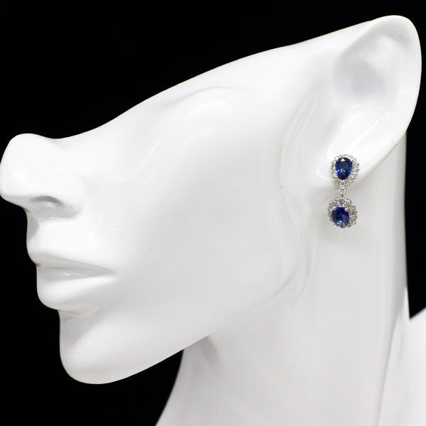 Pt950/ Pt900 サファイア ダイヤモンド ピアス 3.40ct D0.79ct