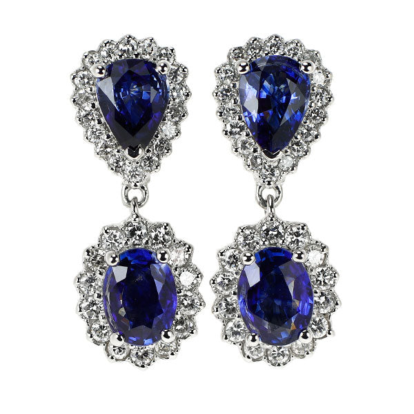 Pt950/ Pt900 サファイア ダイヤモンド ピアス 3.40ct D0.79ct